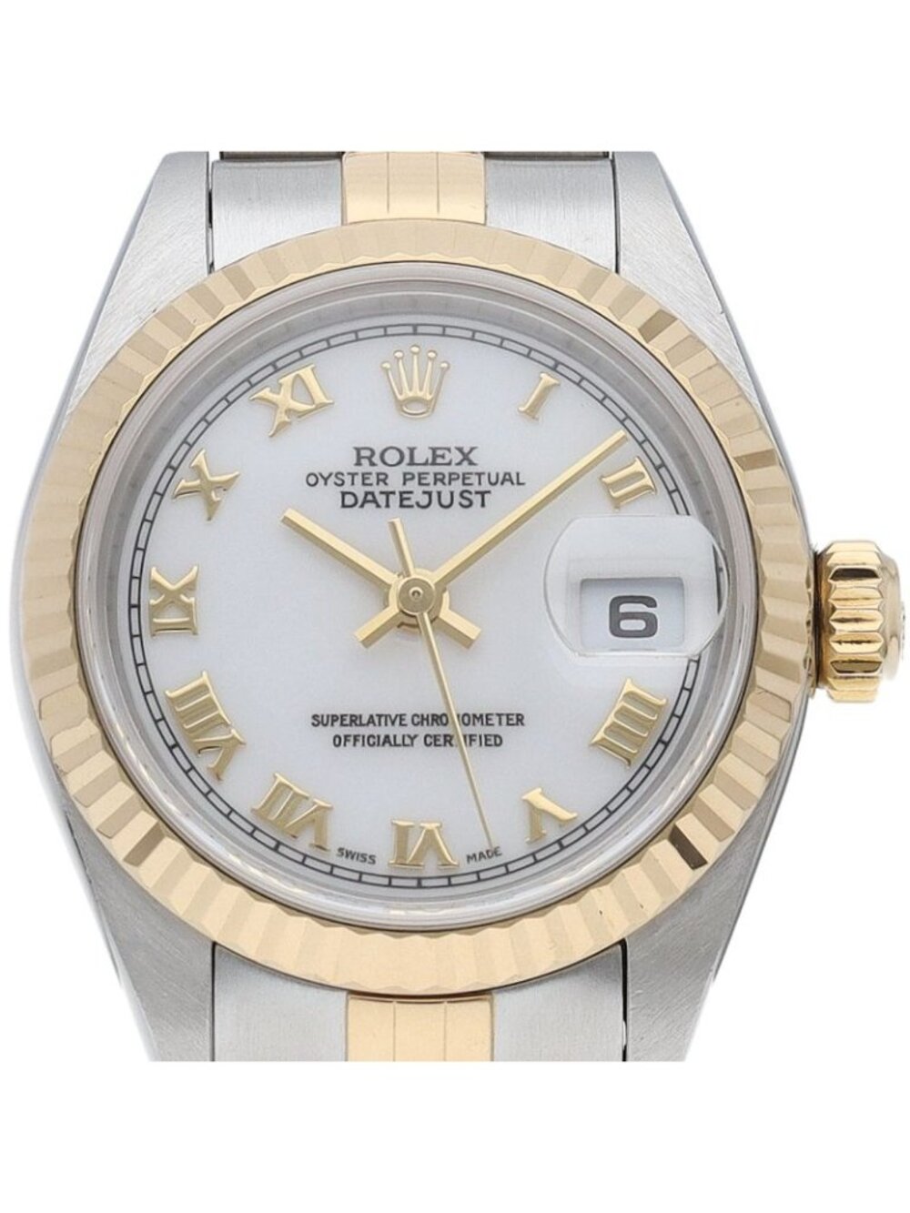 Rolex Datejust Watch 18k Yellow Gold SS White